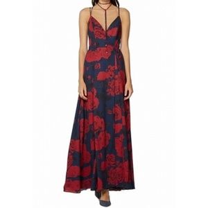 Fame and Partners Tainted Rose Print Wrap Dress